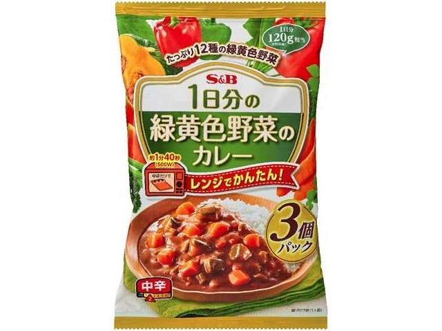 S&B One Day's Worth of Green and Yellow Vegetables Curry 3-Pack Medium Hot 540g