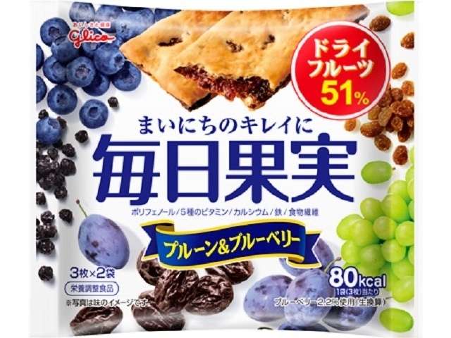 Glico Mainichi Kajitsu Prune & Blueberry Fruit Biscuits, 6 Pieces
