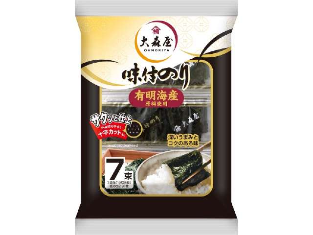 Ohmoriya Seasoned Nori Saku-to Shiage, 12-Cut, 5 Sheets × 7 Packs
