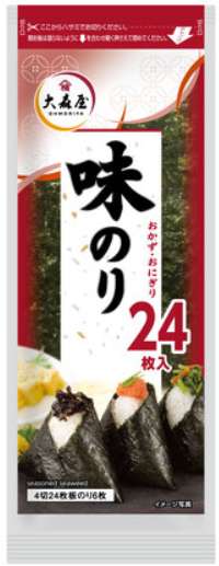 Ohmoriya Seasoned Nori for Okazu & Onigiri, 4-Cut, 24 Sheets