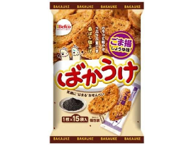 Befco Bakauke Goma-Age Sesame Soy Sauce Flavor Rice Crackers 15 Pieces