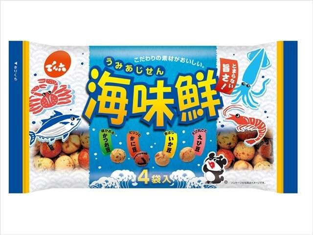 Denroku Umimisen Assorted Seafood Peanut Snack Mini Packs, 120g