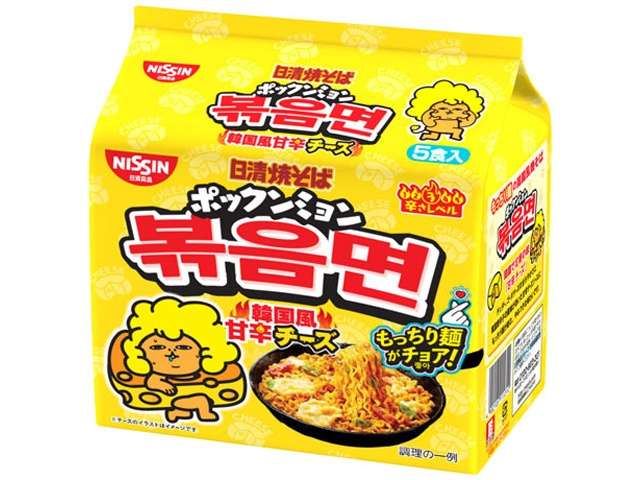 Nissin Yakisoba Pokkunmyon Korean-Style Sweet & Spicy Cheese 5-Pack 510g