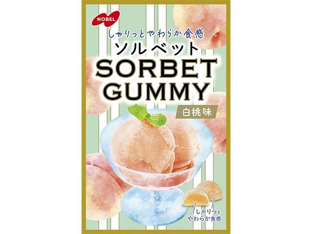 NOBEL Sorbet Gummy White Peach Flavor 50g