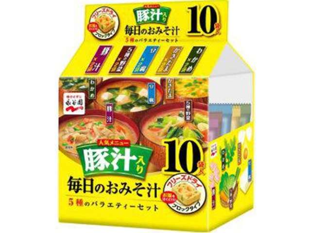 Nagatanien Everyday Miso Soup Assortment with Pork Miso Soup, 10 Sachets