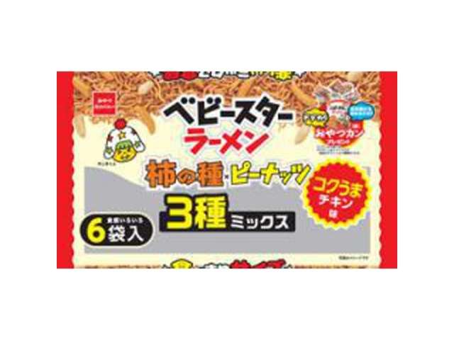 Baby Star Ramen, Kaki-no-Tane & Peanut Mix Rich Savory Chicken Flavor 22g × 6 Bags
