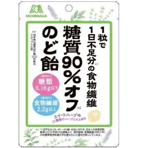 Morinaga 90% Reduced-Carbohydrate Throat Lozenges, 58g