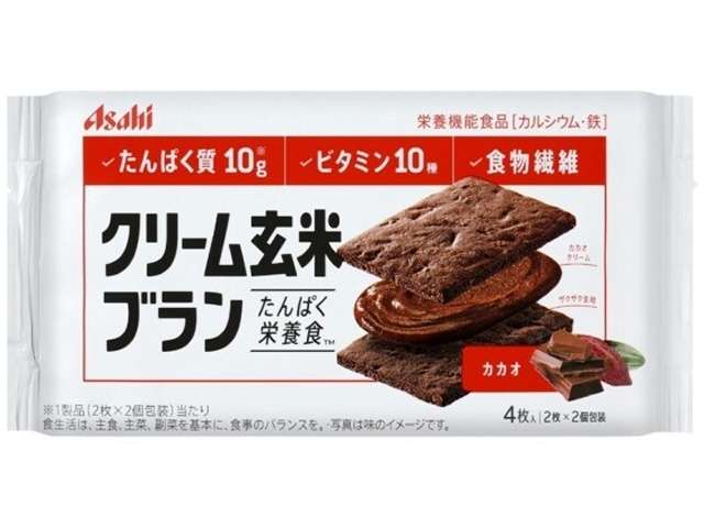 Cream Genmai Bran Cacao Sandwich Biscuits, 4 Pieces (2 Pieces × 2 Packs)