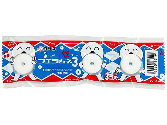 Coris Fue Ramune Whistle Candy, Soda Flavor, 3 Pieces