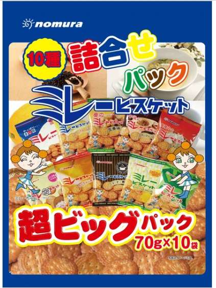 Nomura Mire Biscuit 10-Flavor Assortment Super Big Pack 700 g (70 g × 10 Packs)